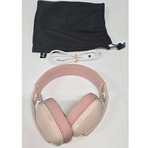 Logitech Vibe 100 Wireless Bluetooth Headphones Rose Pink Over Ear with Pouch
